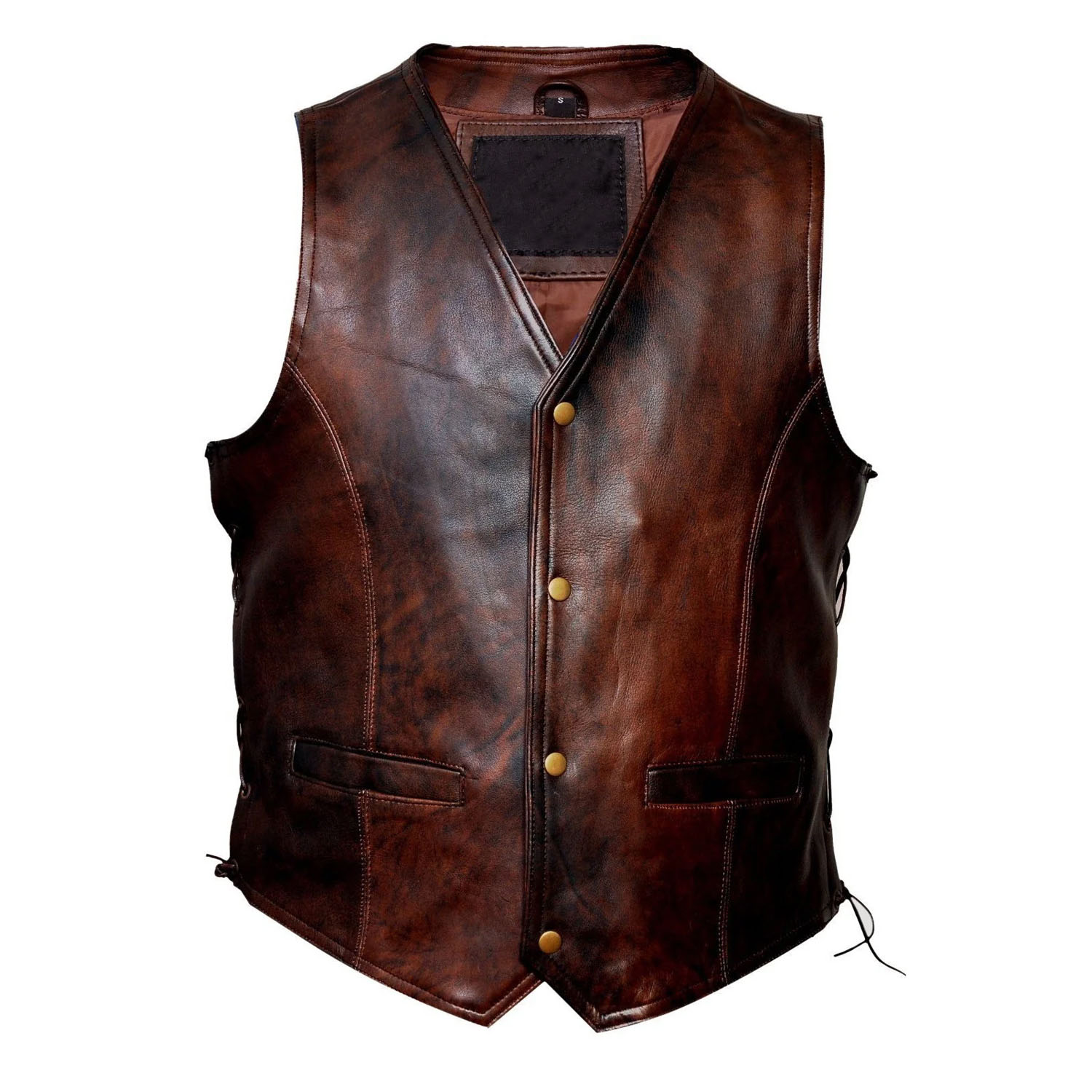 Classic Distressed Brown Leather Vest