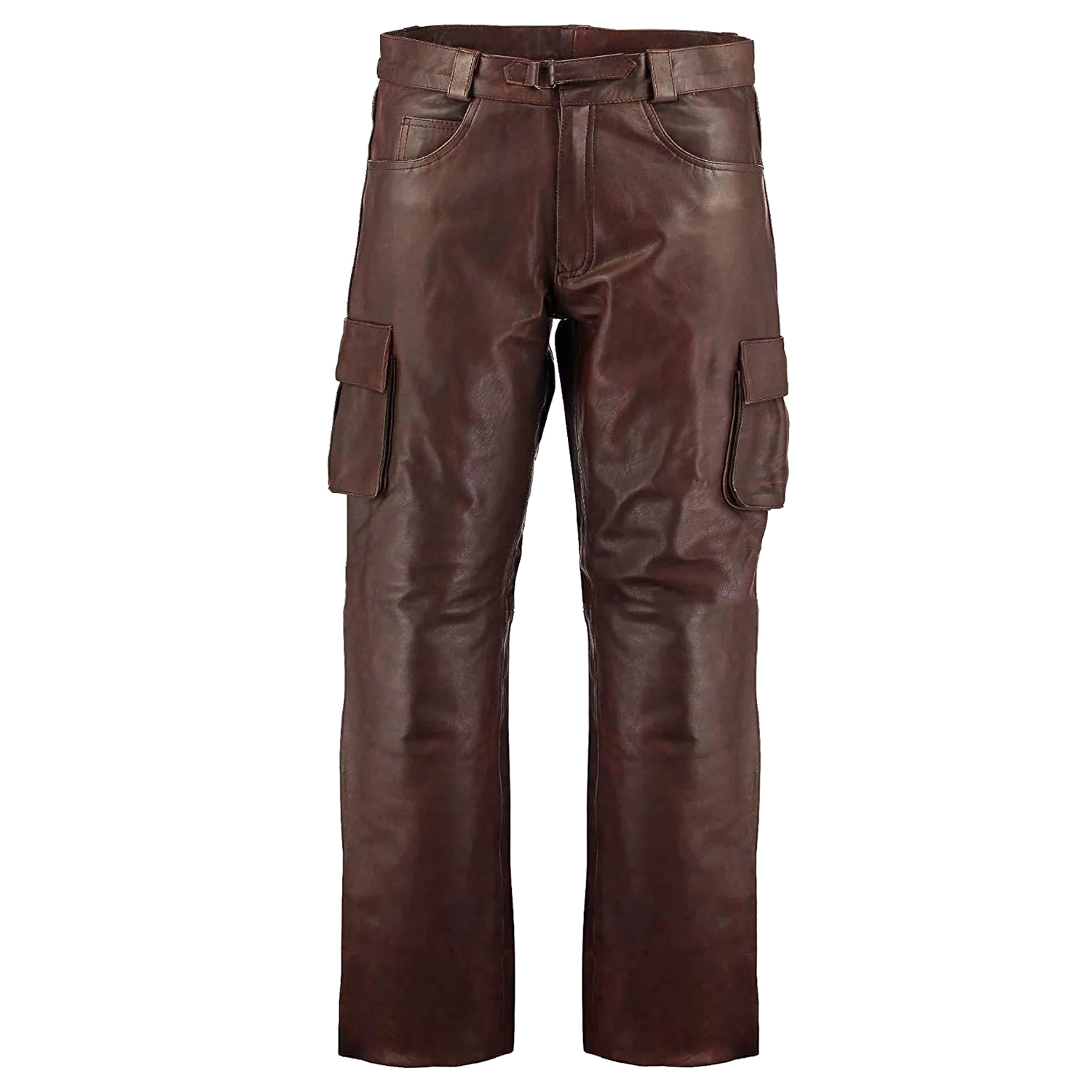 Slim-Fit Reddish Leather Pant